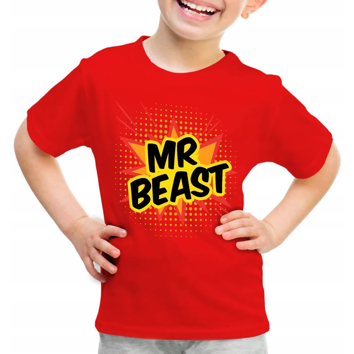 Dziecięca Koszulka Red Dla Fana MR BEAST Wz - 146