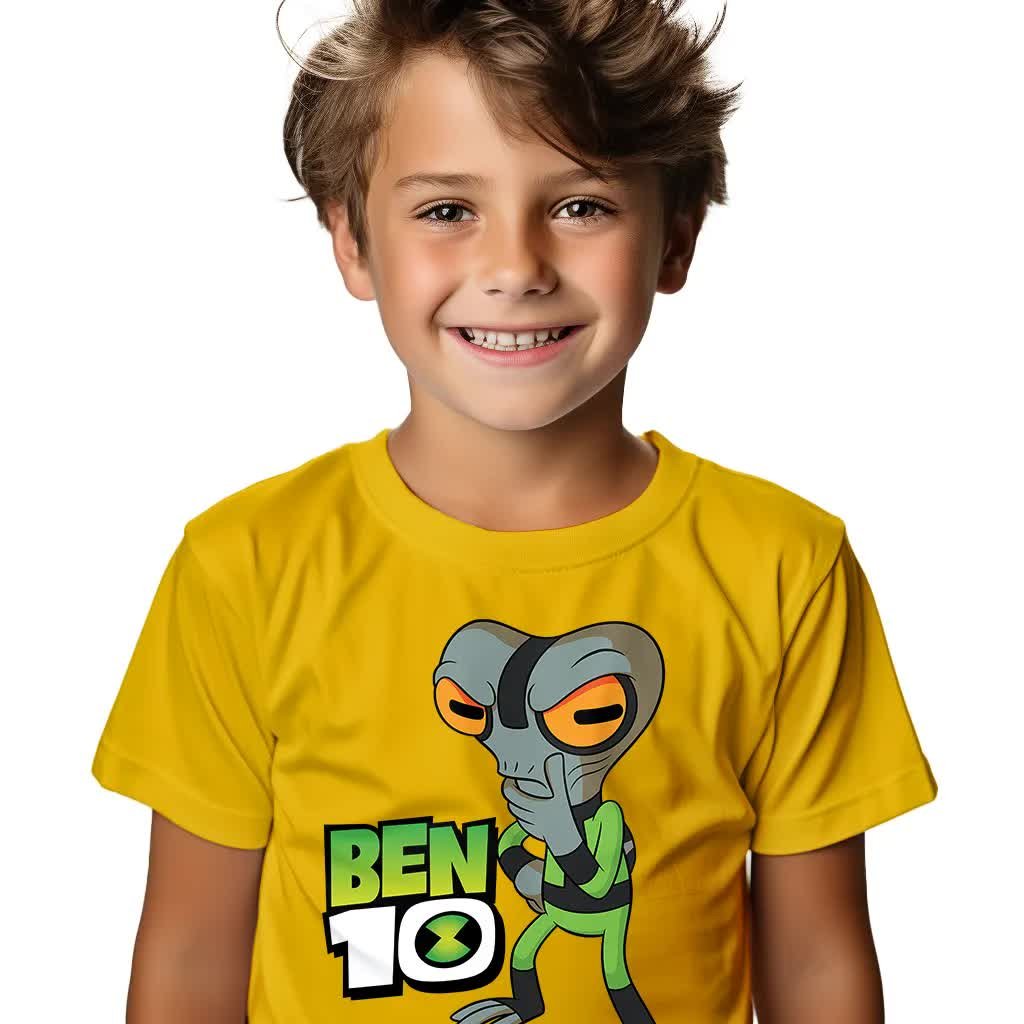 KOSZULKA T-SHIRT ŻÓŁTY PREZENT DLA FANA BEN 10 SZARA KOMÓRKA ROZMIAR 134 WZ