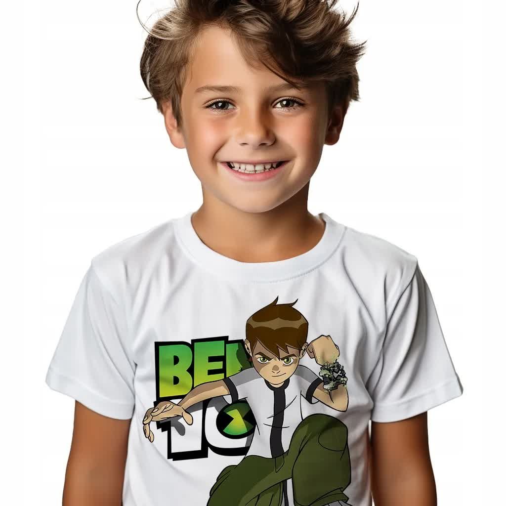 KOSZULKA T-SHIRT BIAŁY PREZENT DLA FANA BEN 10 BAJKA ROZMIAR 134 MIX WZORÓW