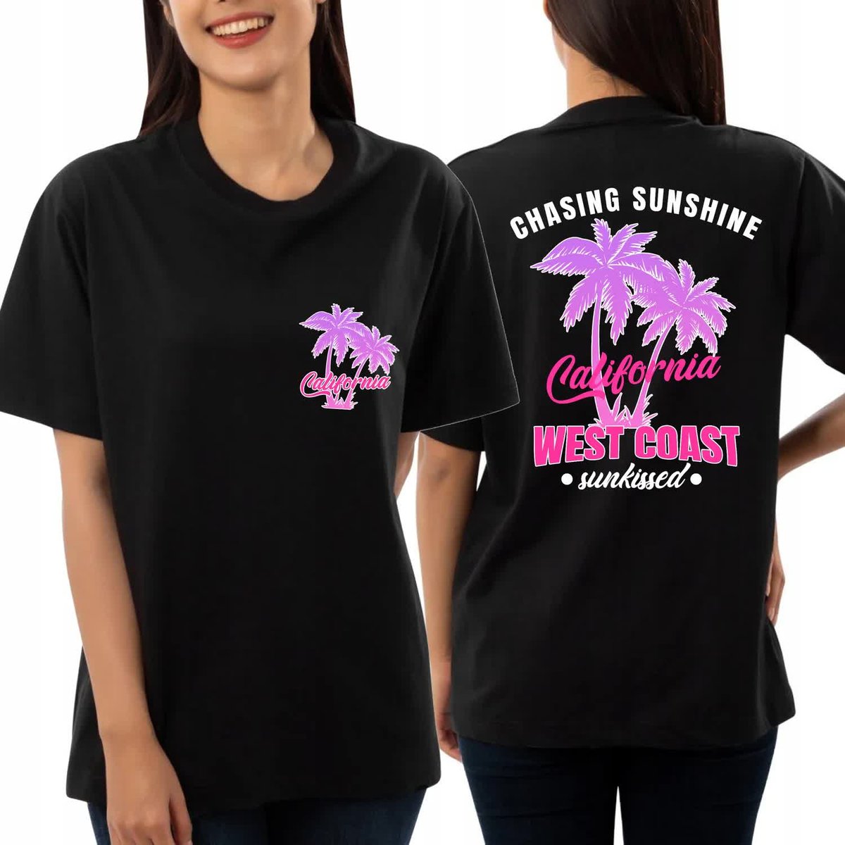 Koszulka Damska Black Oversize CHASING SUNSHINE Wz