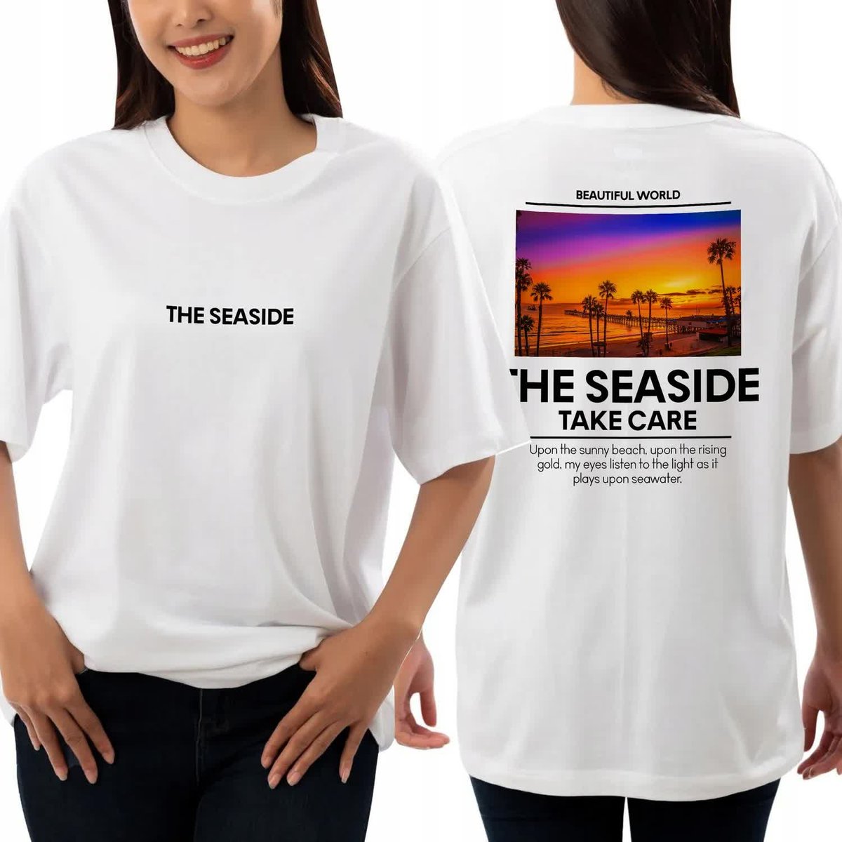 Koszulka Damska Oversize Boyfriend SEASIDE Wzory