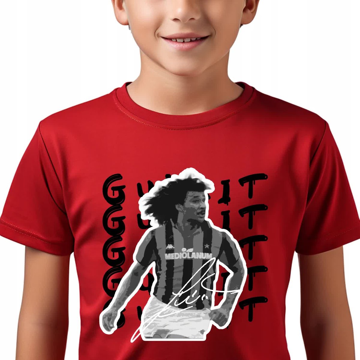 T-SHIRT KOSZULKA DZIECIĘCA CZERWONY 146cm Gullit Piłka Nożna Football Wzory