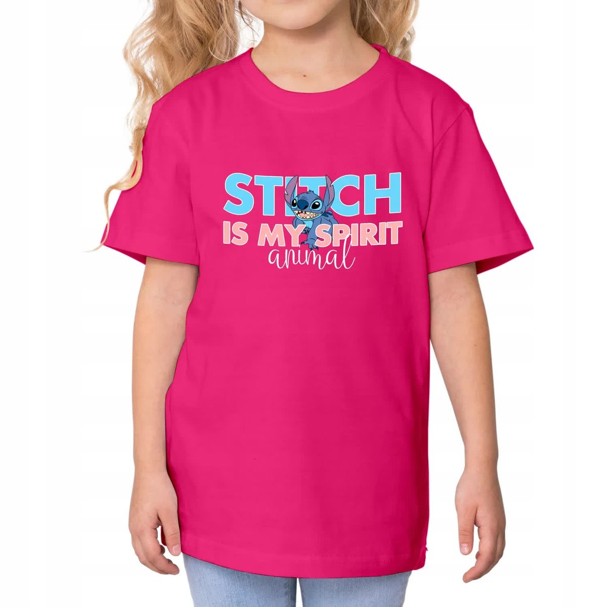 KOSZULKA DZIECIĘCA Malinowa Prezent STICH IS MY SPIRT ANIMAL Wzory - 134