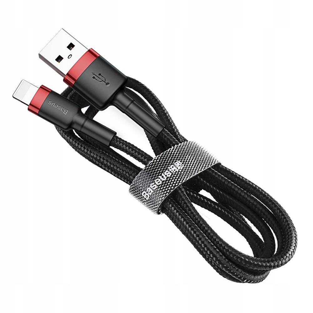 Wytrzymały elastyczny kabel przewód USB Iphone Lightning QC3.0 2.4A 1M czar