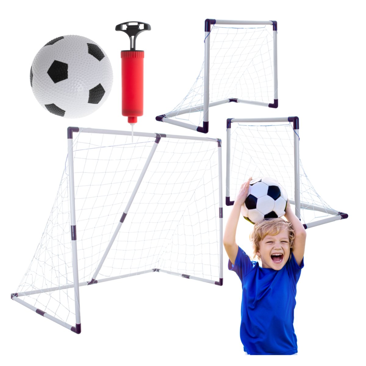 Duża Bramka Dwie Bramki Piłkarska Treningowa Dla Dzieci Do Piłki Zestaw 2W1