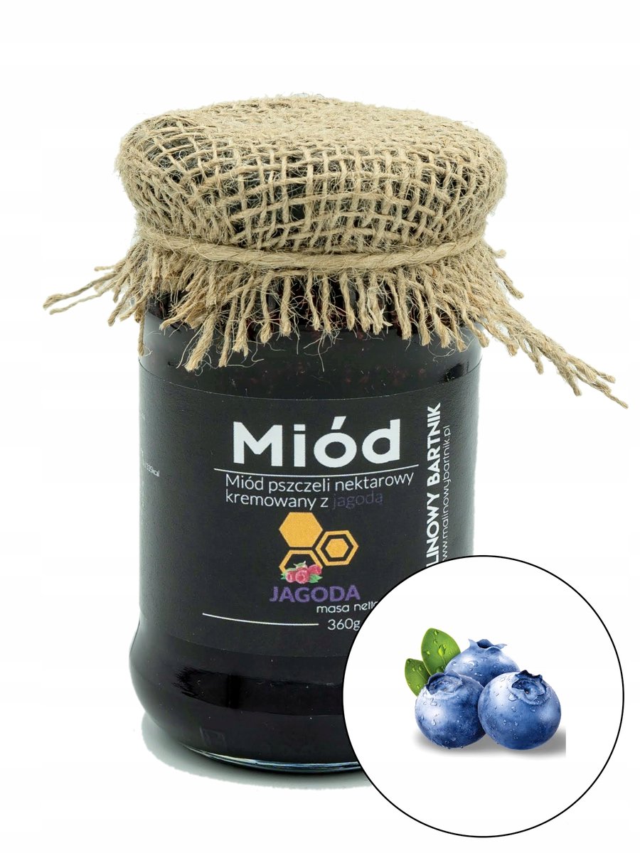 MIÓD Z JAGODAMI 360g - Tegoroczny zbiór 2024, z Polski