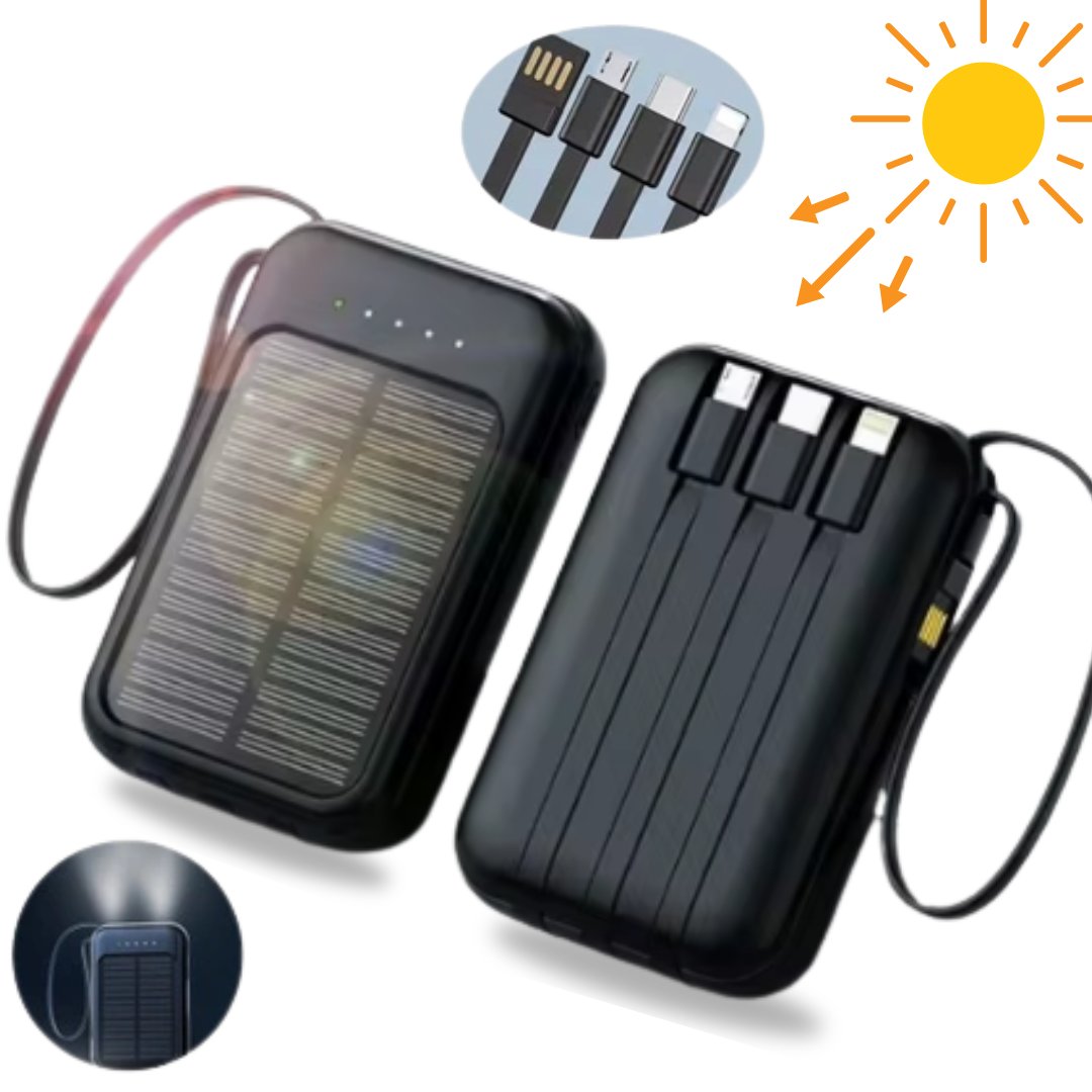 Solarny powerbank 4w1 z latarką LED 10000 mAh