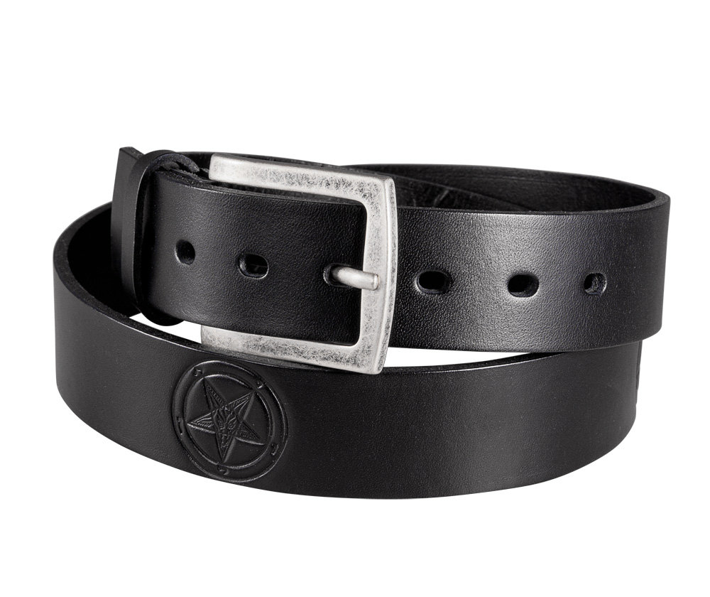 pasek PENTAGRAM BLACK, skórzany-M