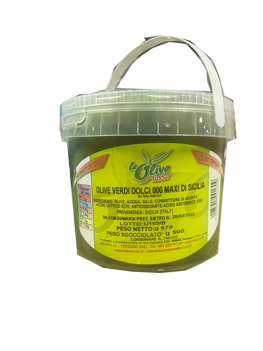 Oliwki Olive Dolci Maxi 000 di Sicilia 870g/500g - Miccio
