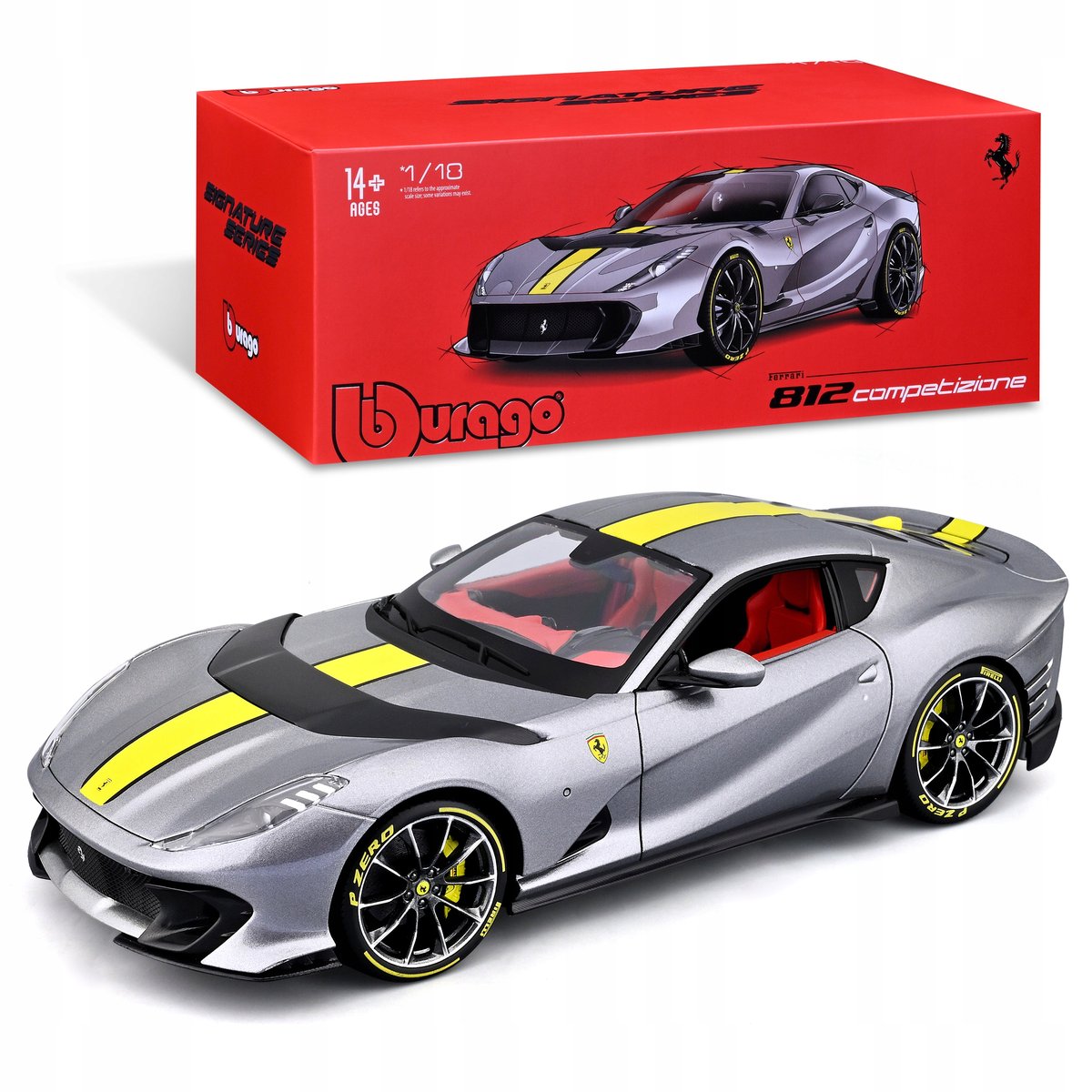 Ferrari 812 Competizione 1:18 Bburago 18-16915 WYŚCIGOWY WŁOSKI SAMOCHÓD