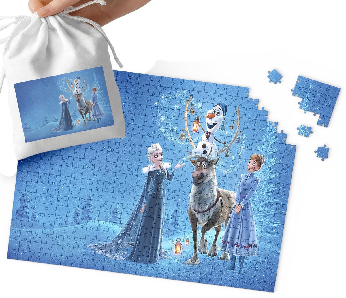 Puzzle Tradycyjne - Kraina Lodu Wzory Z Bajek Dla Dzieci 70El + Woreczek