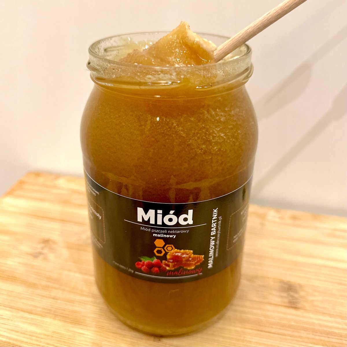 MIÓD Malinowy z kwiatów Malin 1.2kg Polska Pasieka-Na przeziębienie i grypę