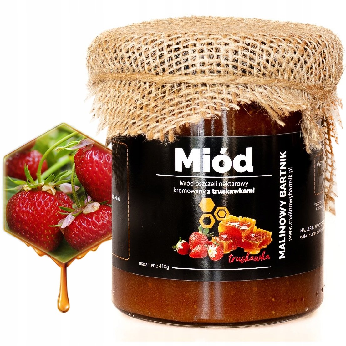MIÓD WIELOKWIATOWY Z TRUSKAWKĄ Truskawkowy NATURALNY KREMOWANY Polski 410G