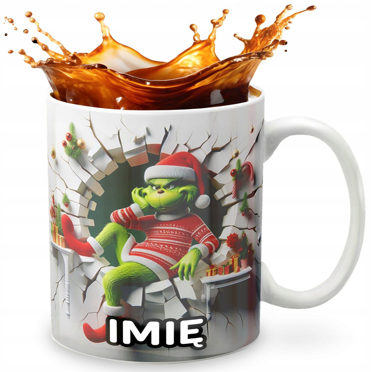 KUBEK 330ml Z GRAFIKĄ PREZENT NA ŚWIĘTA WZORY - GRIN.CH BAJKA + IMIĘ