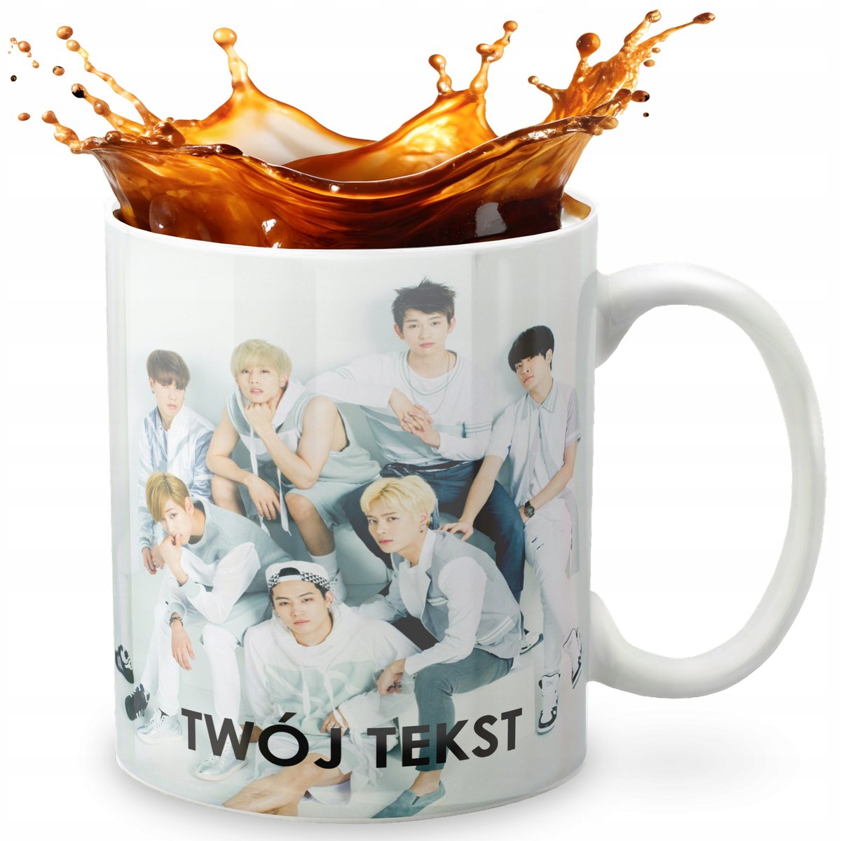 KUBEK 330ml GRAFIKA PREZENT ŚWIĘTA WZÓR - KPOP BLACKPINK BTS GOT7 + IMIĘ