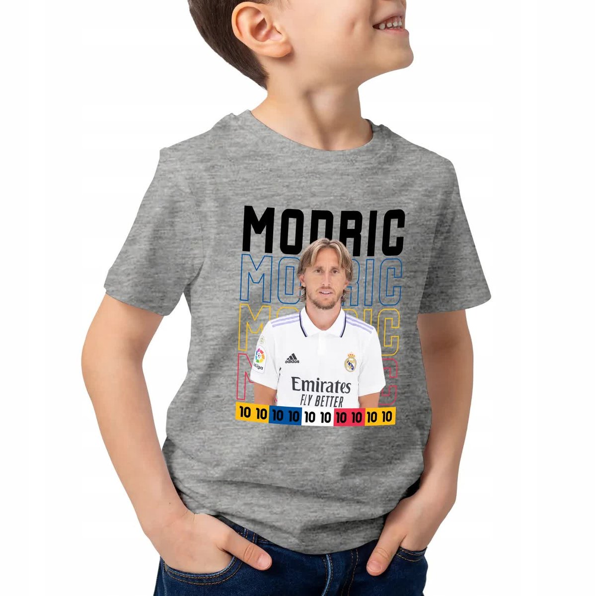 Dziecięca Koszulka Szara Fan Piłki MODRIĆ Wz - 146