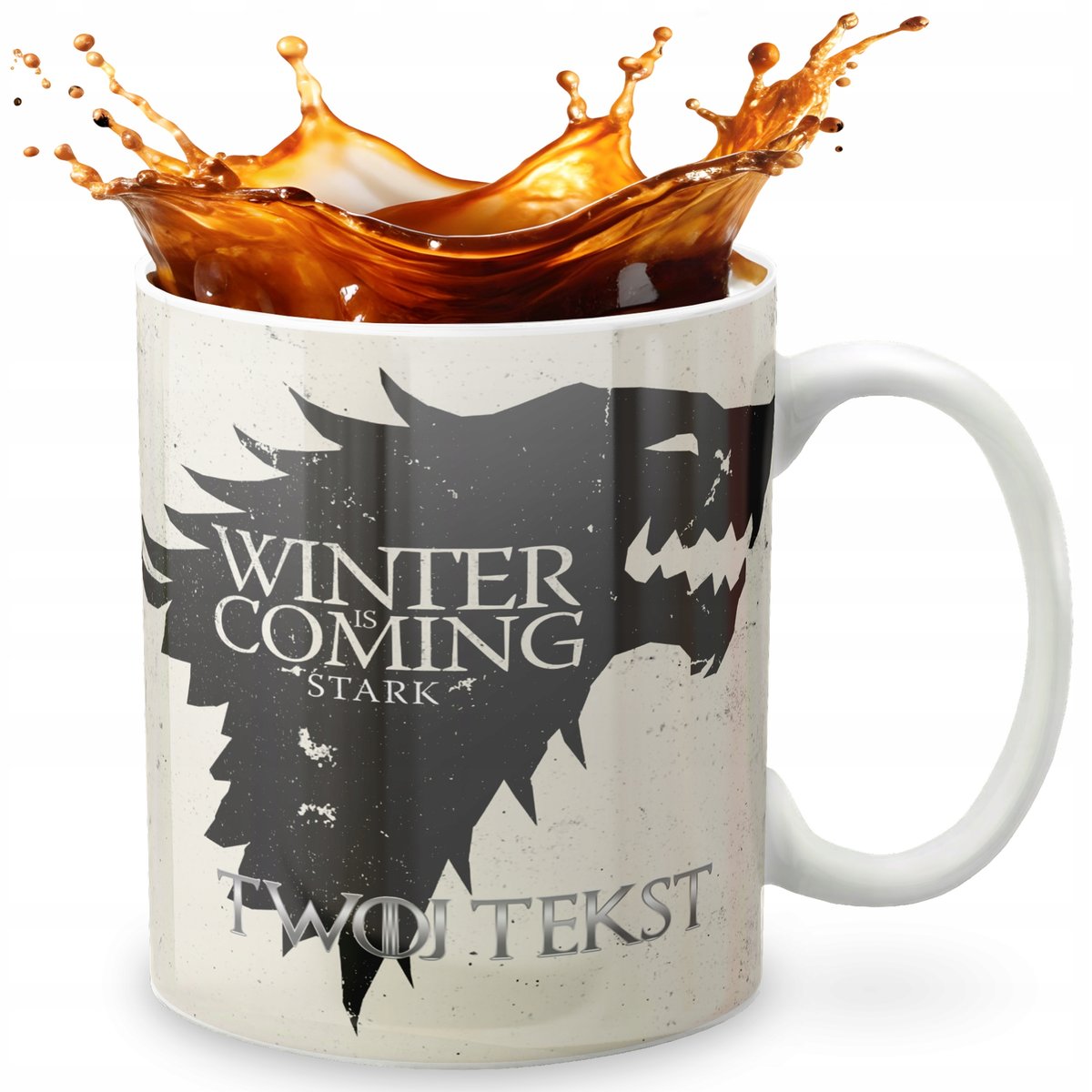 KUBEK 330ml GRAFIKA PREZENT ŚWIĘTA WZÓR - SERIAL GOT TRON SMOK GRA - IMIĘ