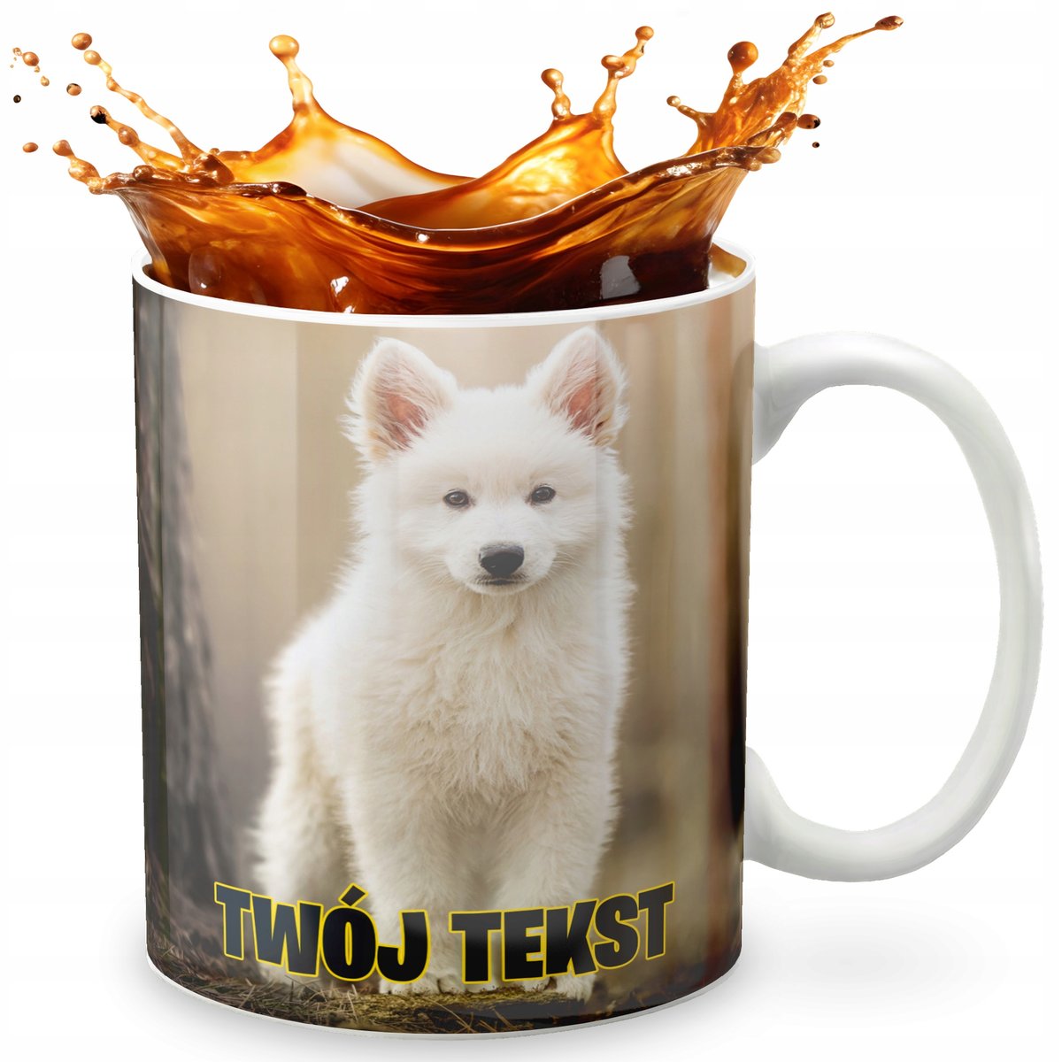 KUBEK 330ml GRAFIKA PREZENT ŚWIĘTA WZÓR - PIESEK PIES ZWIERZĘ + IMIĘ