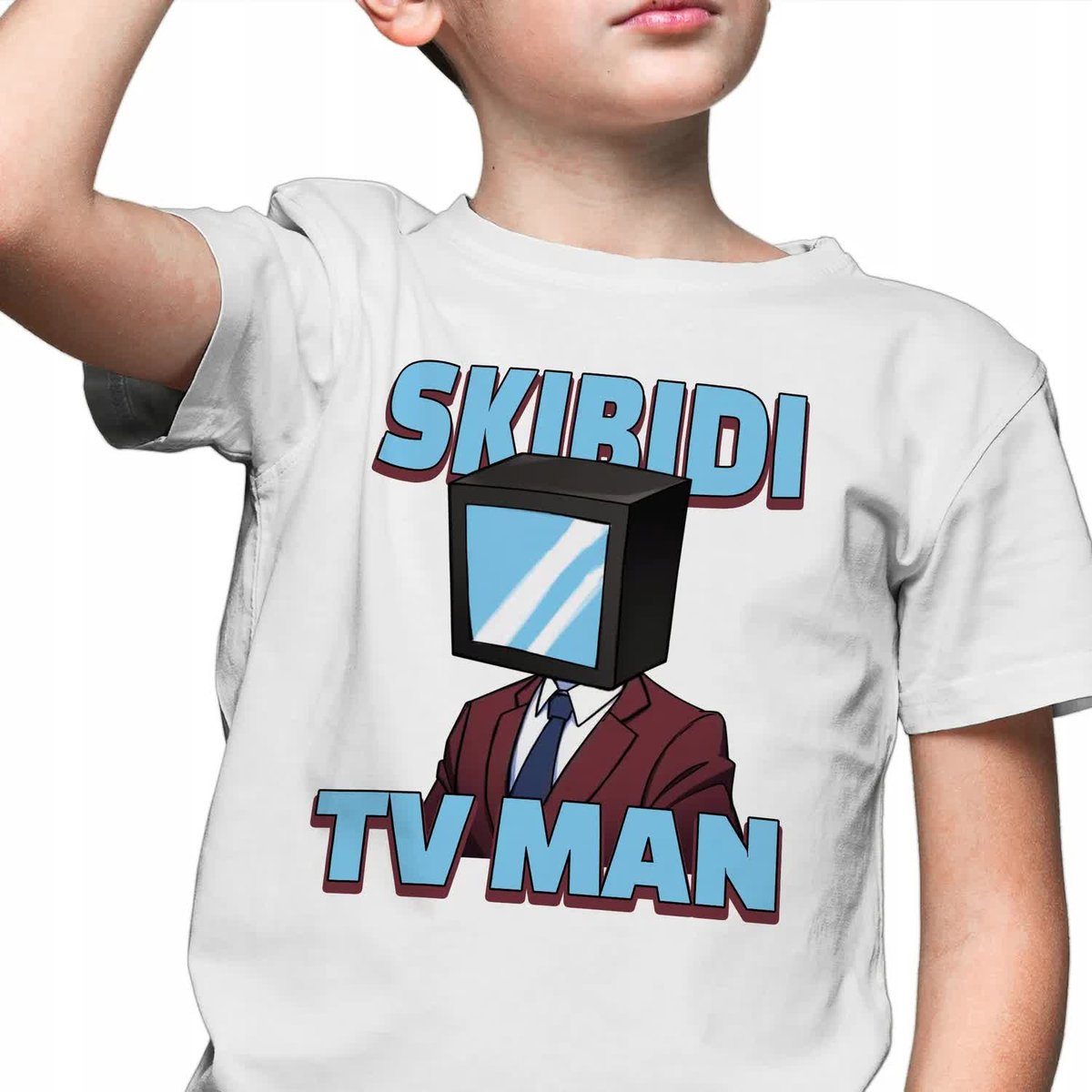 DZIECIĘCA KOSZULKA Biała T-SHIRT Prezent TV MAN SKIBIDI TOILET Wzory 146