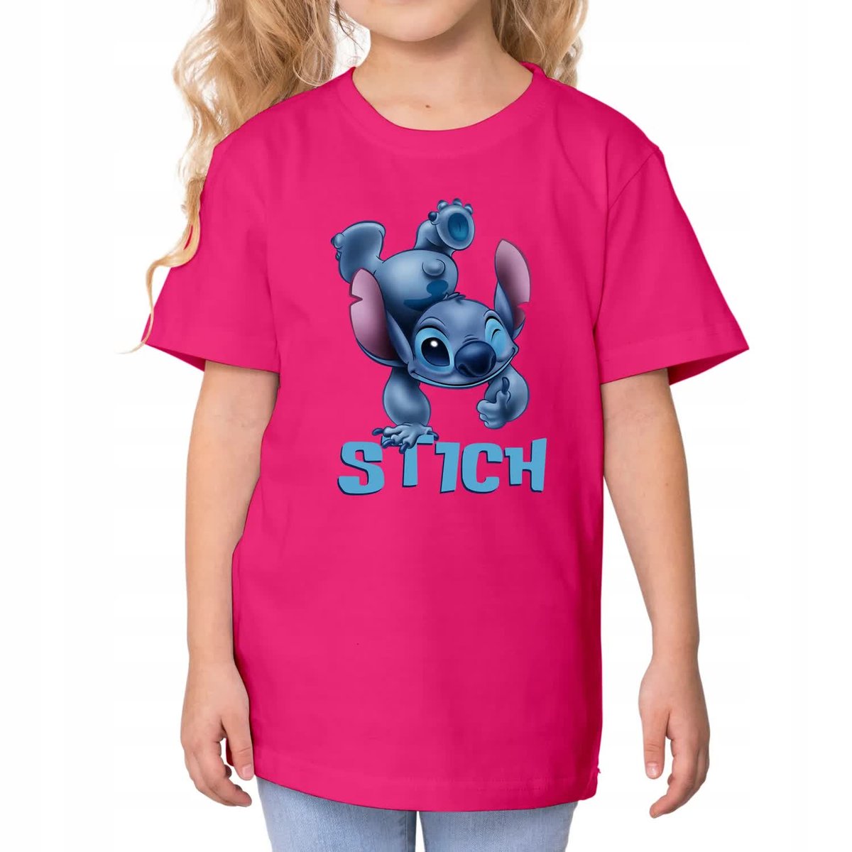 KOSZULKA DZIECIĘCA RÓŻOWA T-SHIRT Z NADRUKIEM DLA FANA LILO STICH WZORY 146