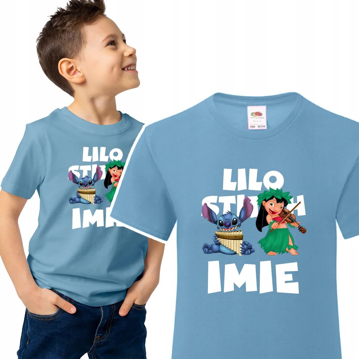 Tshirt Dziecięcy 146-152 Lilo Stitch Niebies IMIĘ