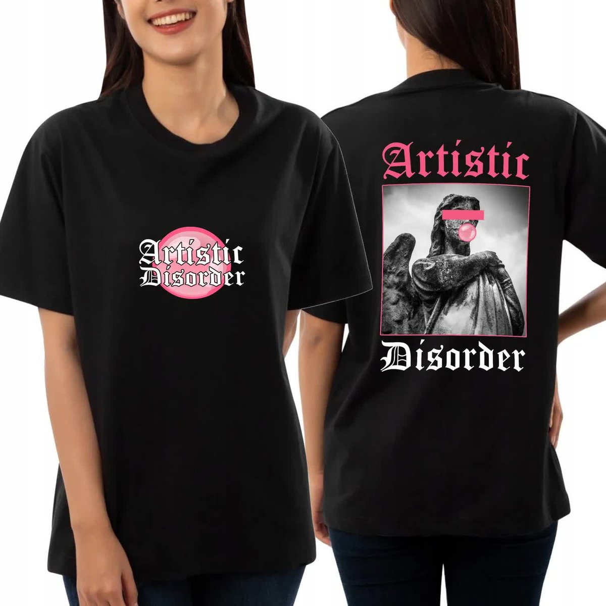 Koszulka Damska Czarna Oversize Boyfriend ARTISTIC
