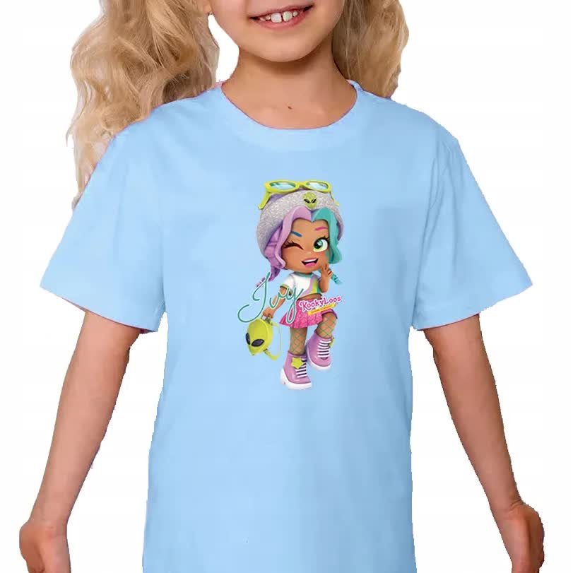 KOSZULKA BŁĘKITNA Dziecięca T-Shirt Dla Fanki KOOKYLOOS IVY Wzory - 134