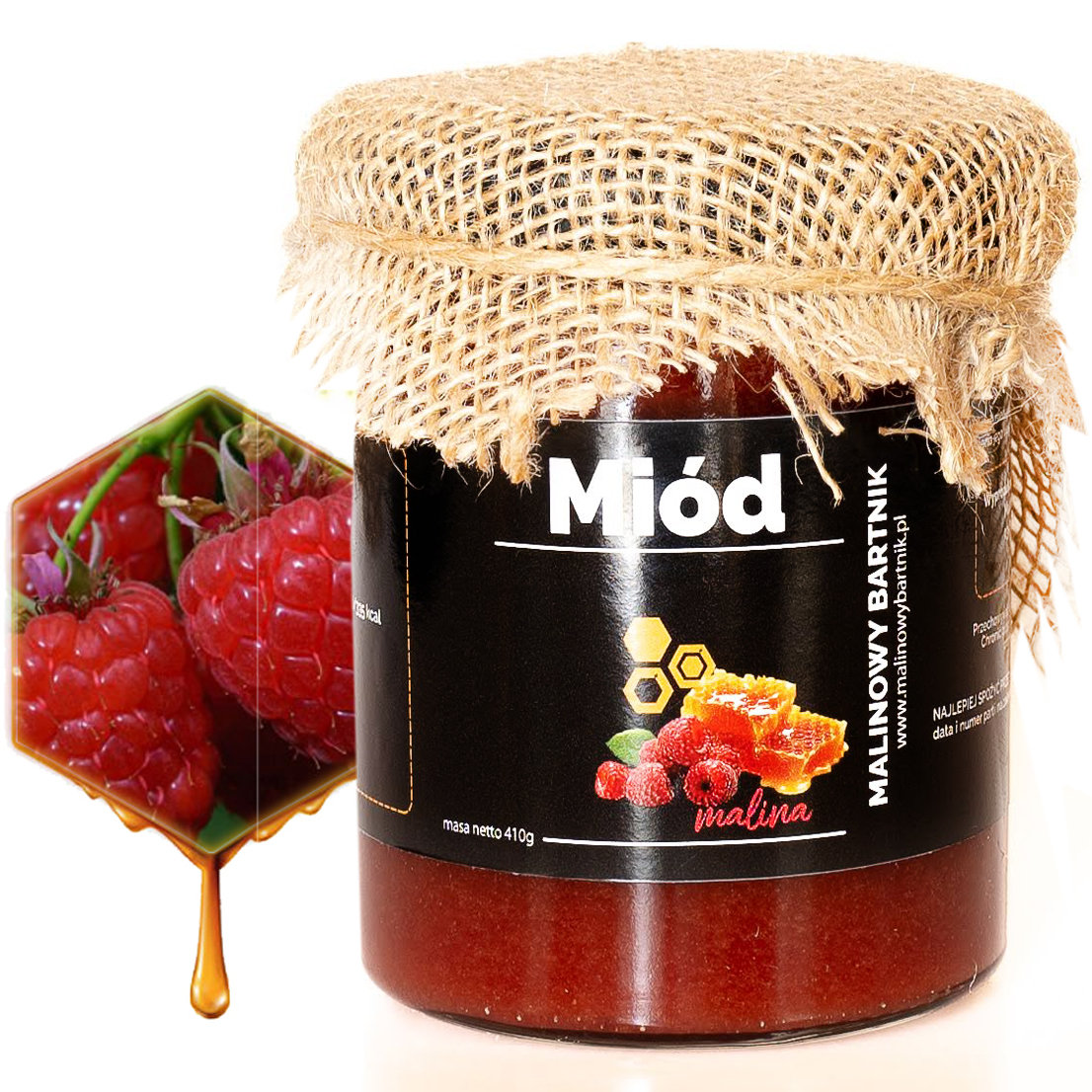 Miód z Malinami Malinowy Bartnik 410G Tegoroczny Zbiór Pyszny Kremowany PL