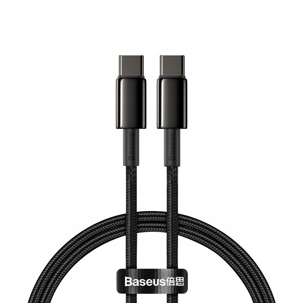 Kabel przewód USB-C szybkie ładowanie Power Delivery PD QC 100W 5A 1m czarn