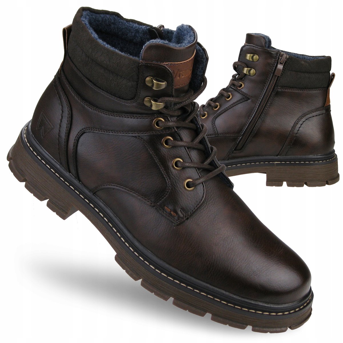 Buty męskie WRANGLER wysokie TRAPERY trzewiki ZIMOWE MORGAN brązowe 46