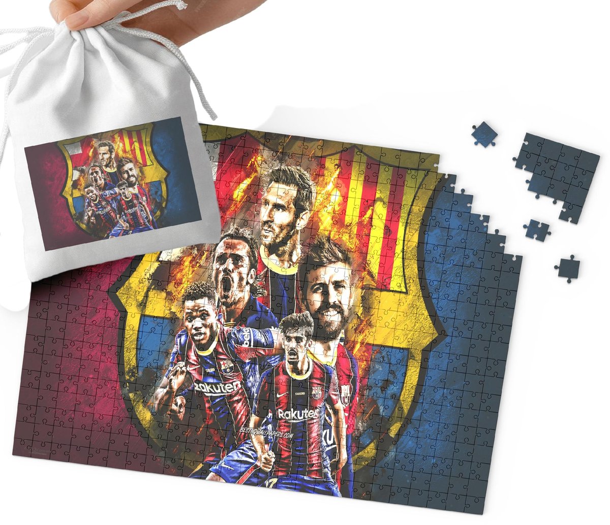 Puzzle - Fc Barcelona Wzory Dla Małego Piłkarza 70El + Woreczek