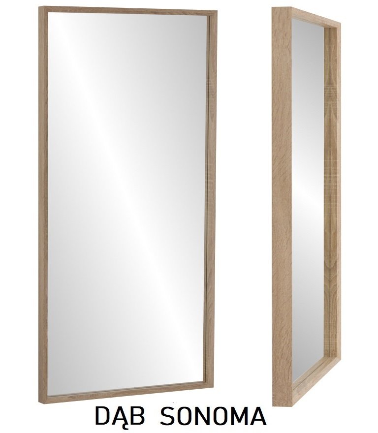Lustro wąska kasetonowa rama MDF 120x60 dąb sonoma PREMIUM
