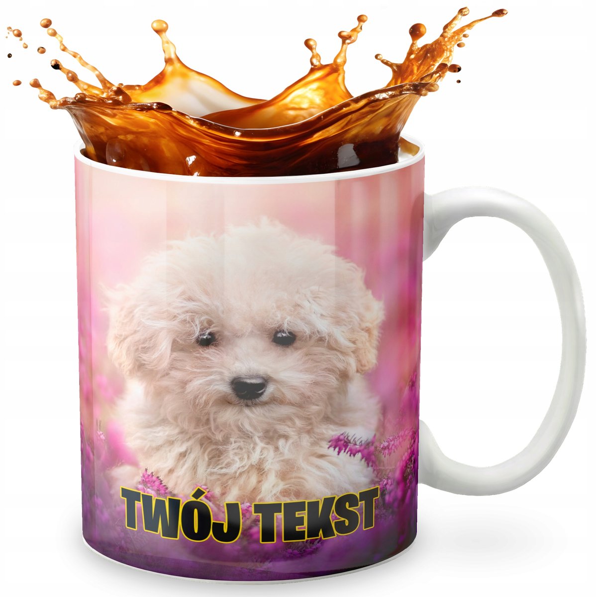 KUBEK 330ml GRAFIKA PREZENT ŚWIĘTA WZÓR - PIESEK PIES ZWIERZE + IMIĘ