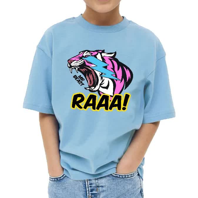 Koszulka Dziecięca Błękitna MR BEAST RAAA! Wz 134