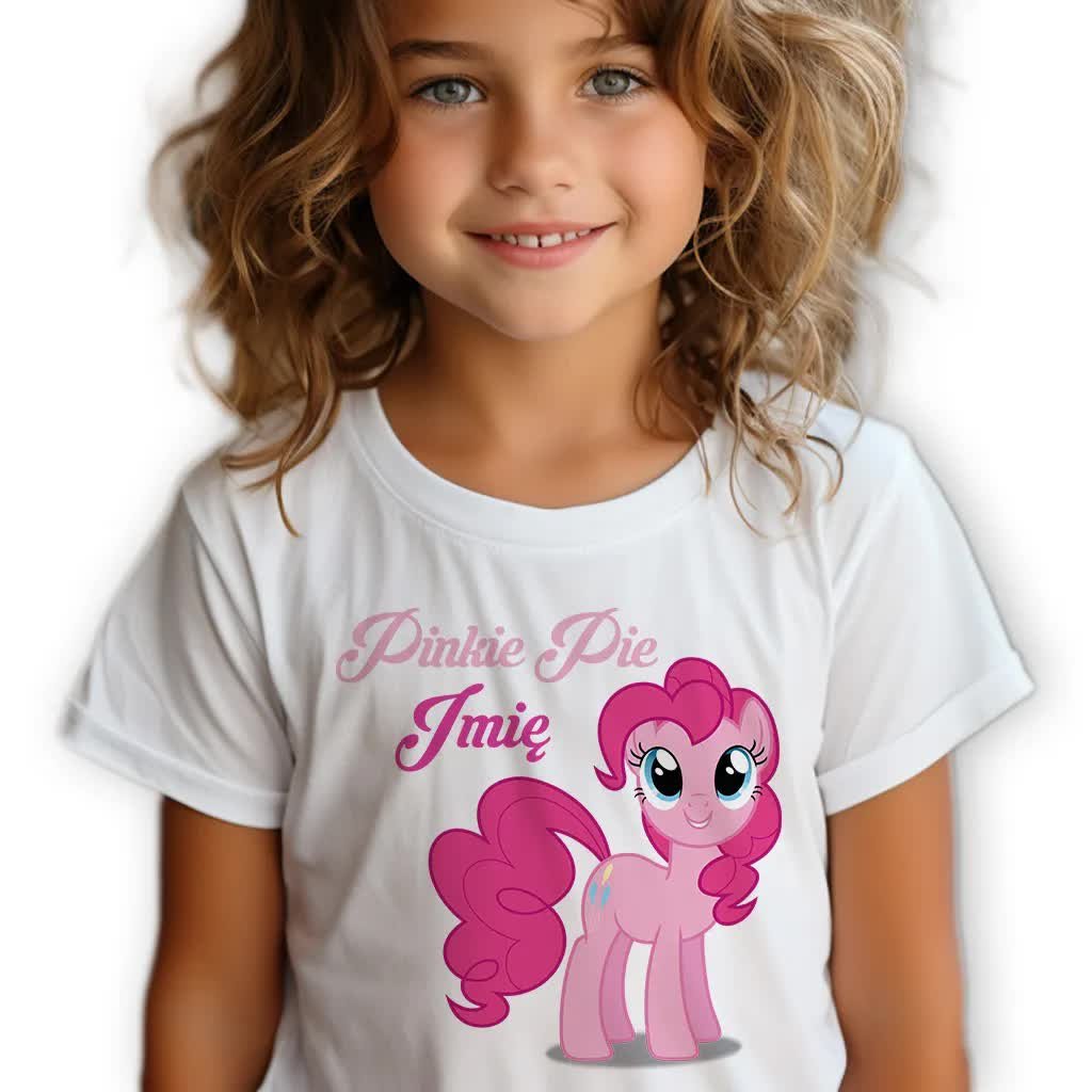 Koszulka Dziecięca Biała PINKIE PIE *TWOJE IMIĘ* Rozmiar 146 - 152 cm WZORY