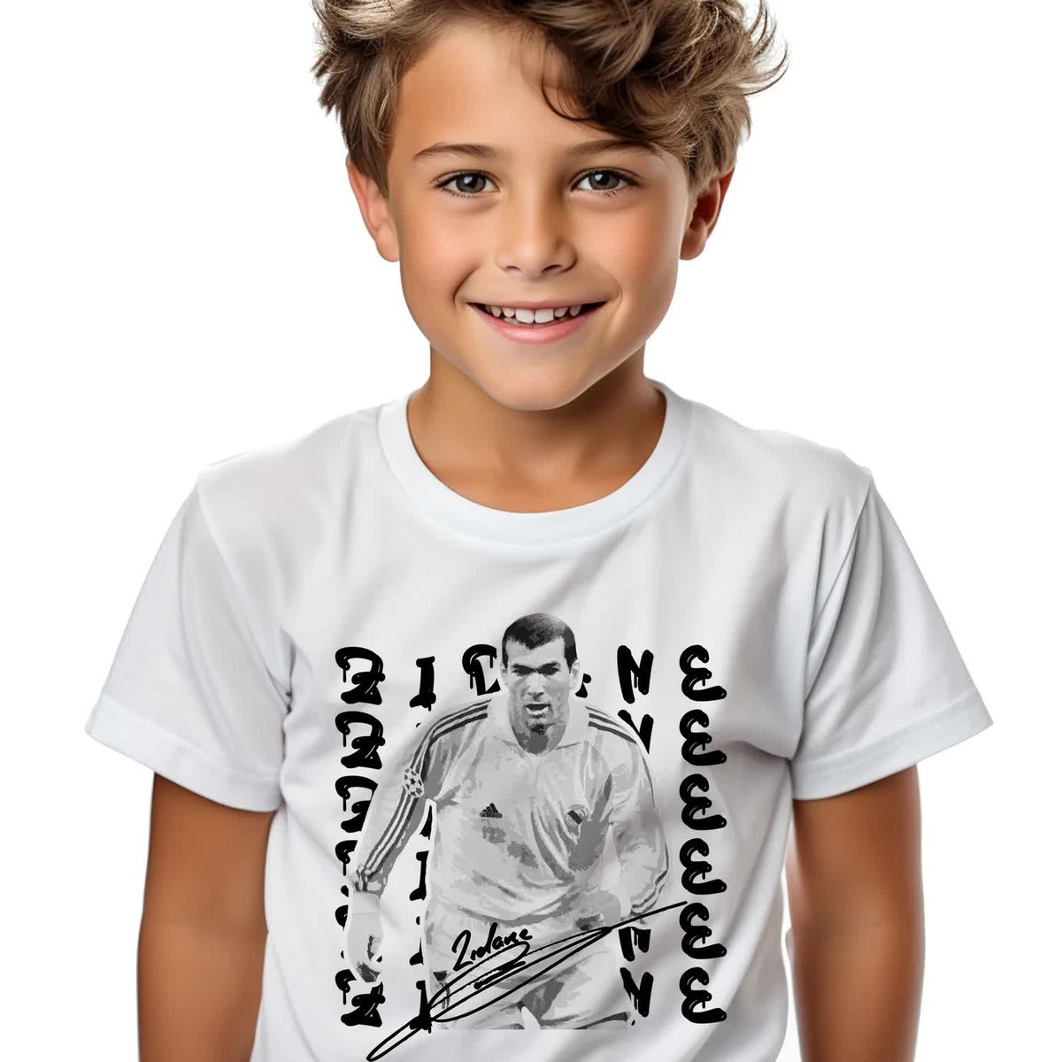T-SHIRT KOSZULKA DZIECIĘCA BIAŁY 134cm Piłkarze Piłka Nożna Zidane Wzory