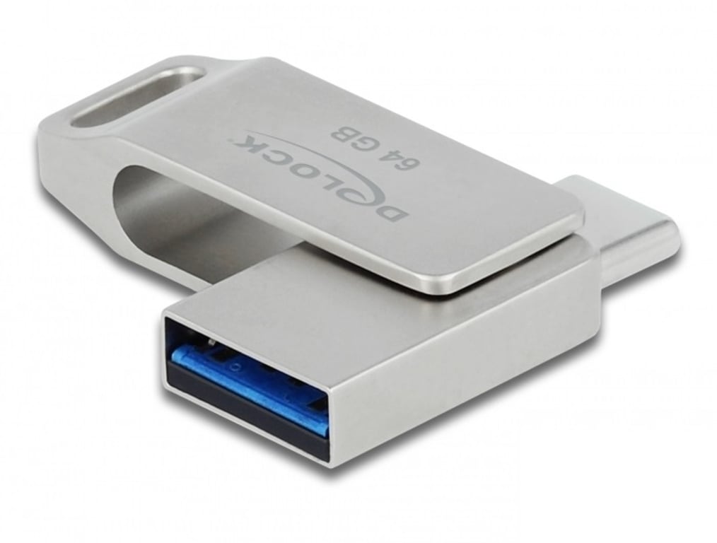 DeLOCK Pendrive USB-C + Typ-A 5 Gbps 64 GB - metalowa obudowa 54075