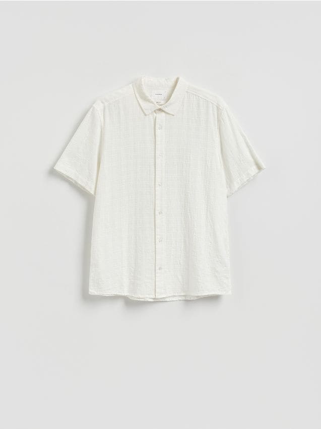 Reserved - Bawełniana koszula regular fit - złamana biel