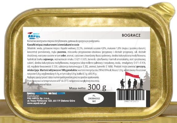 Bogracz 300 g konserwa wojskowa danie gotowe tacka