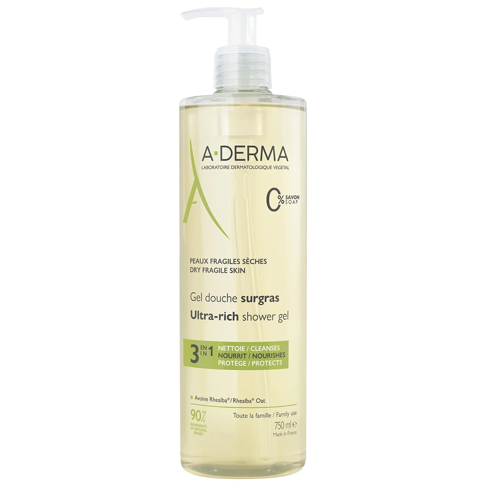 A-Derma, ultrabogaty żel pod prysznic, 750 ml