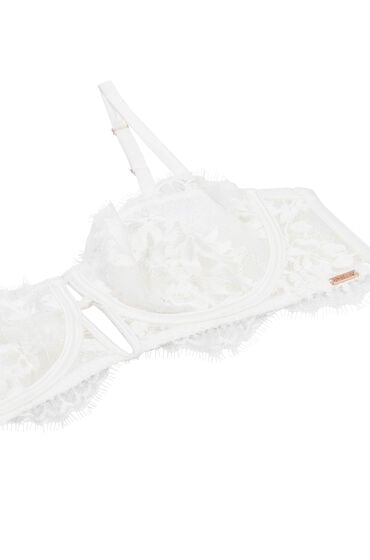 Hunkemöller Nieusztywniany długi biustonosz z fiszbinami Tiah Biały