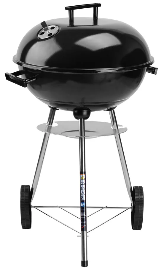 Okrągły czarny grill węglowy z pokrywą R1-T63