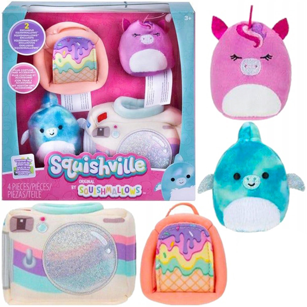 ZESTAW SQUISHVILLE GAL + REID MASKOTKI SQUISHMALLOWS PLUSZAKI