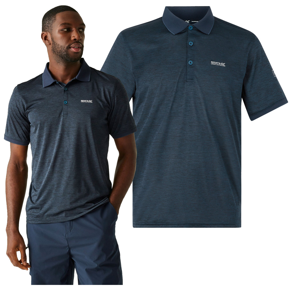 Koszulka POLO męska REGATTA termoaktywna szybkoschnąca sportowa granat 5XL