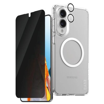 Etui PANZEGLASS Care 3w1 do Samsung Galaxy S25 Edge + Szkło prywatyzujące + Szkło na obiektyw