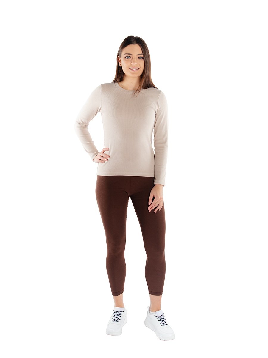 Damska bluzka prążkowana Długi Rękaw Ilona beżowa Golden Queen r.2XL