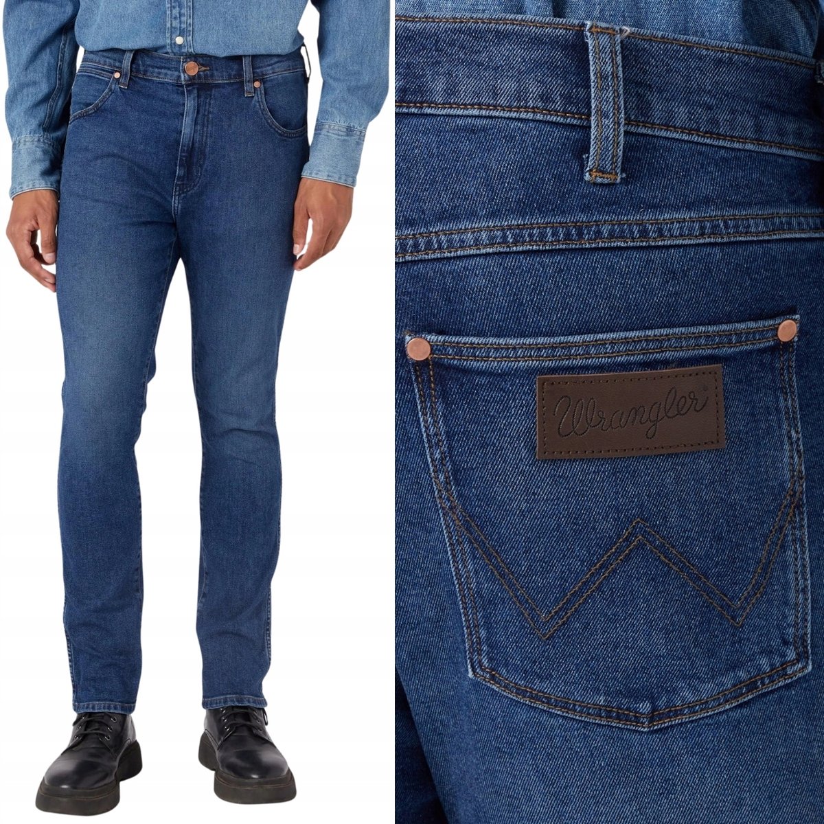 Wrangler LARSTON SLIM The Rock DOPASOWANE ZWĘŻANE SPODNIE JEANSOWE W27 L32