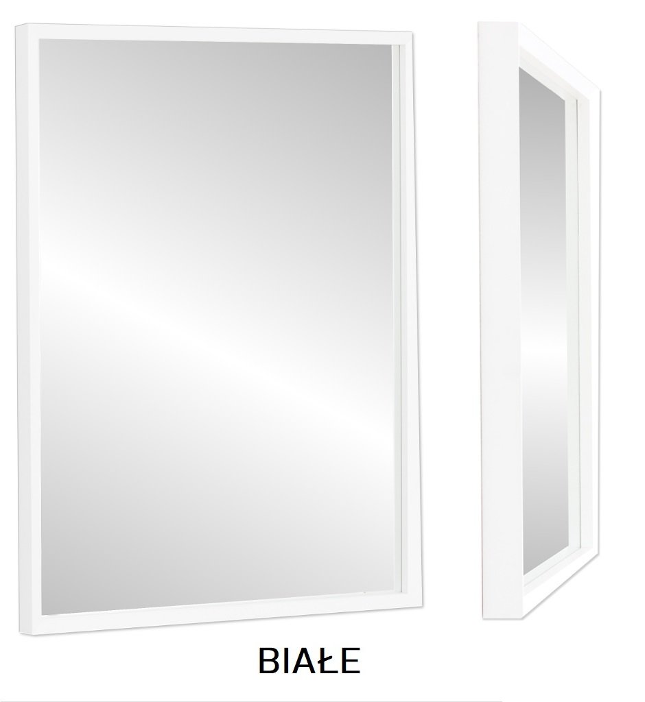 Lustro Profilmat 80x60cm wąska KASETONOWA rama BIAŁA PREMIUM