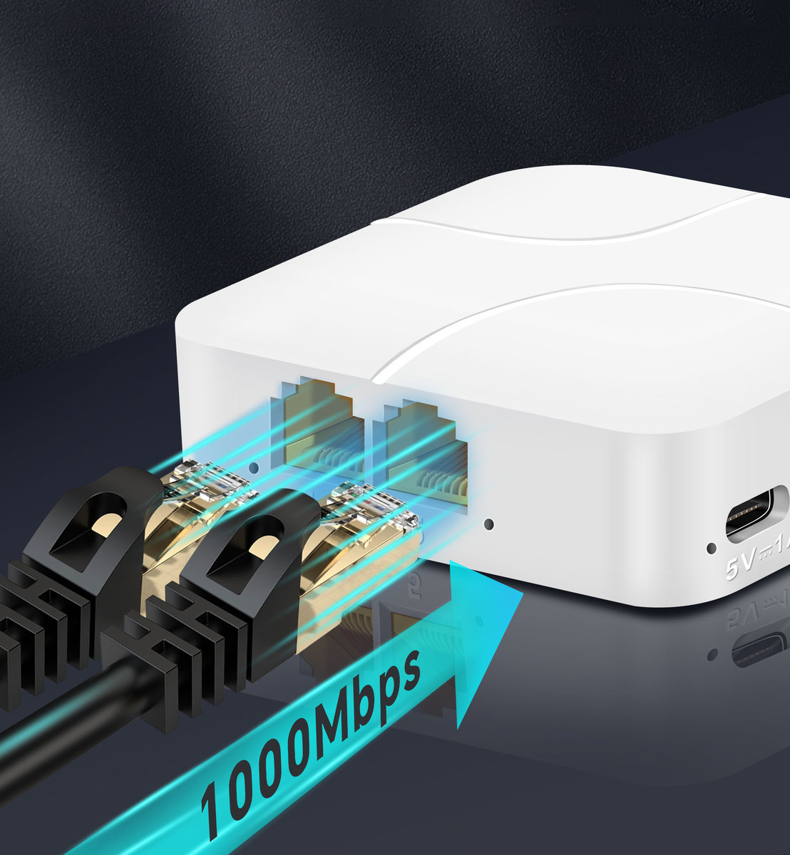 Adapter MINI Rozdzielacz sieci RJ-45 Splitter LAN Ethernet 2xRJ45 1000Mb/s