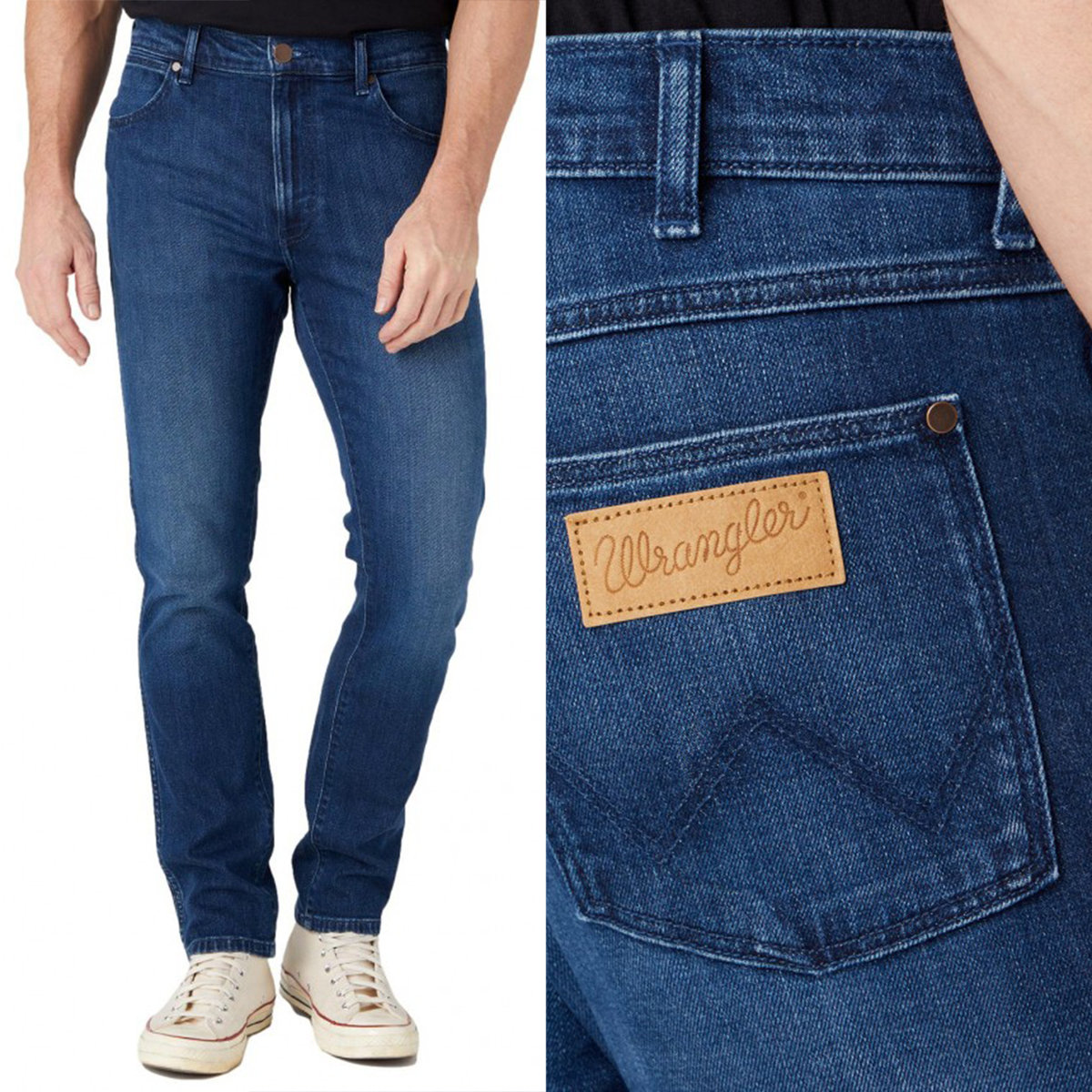 Wrangler LARSTON SLIM Blue Ring DżINS DOPASOWANE SPODNIE JEANSOWE W29 L32